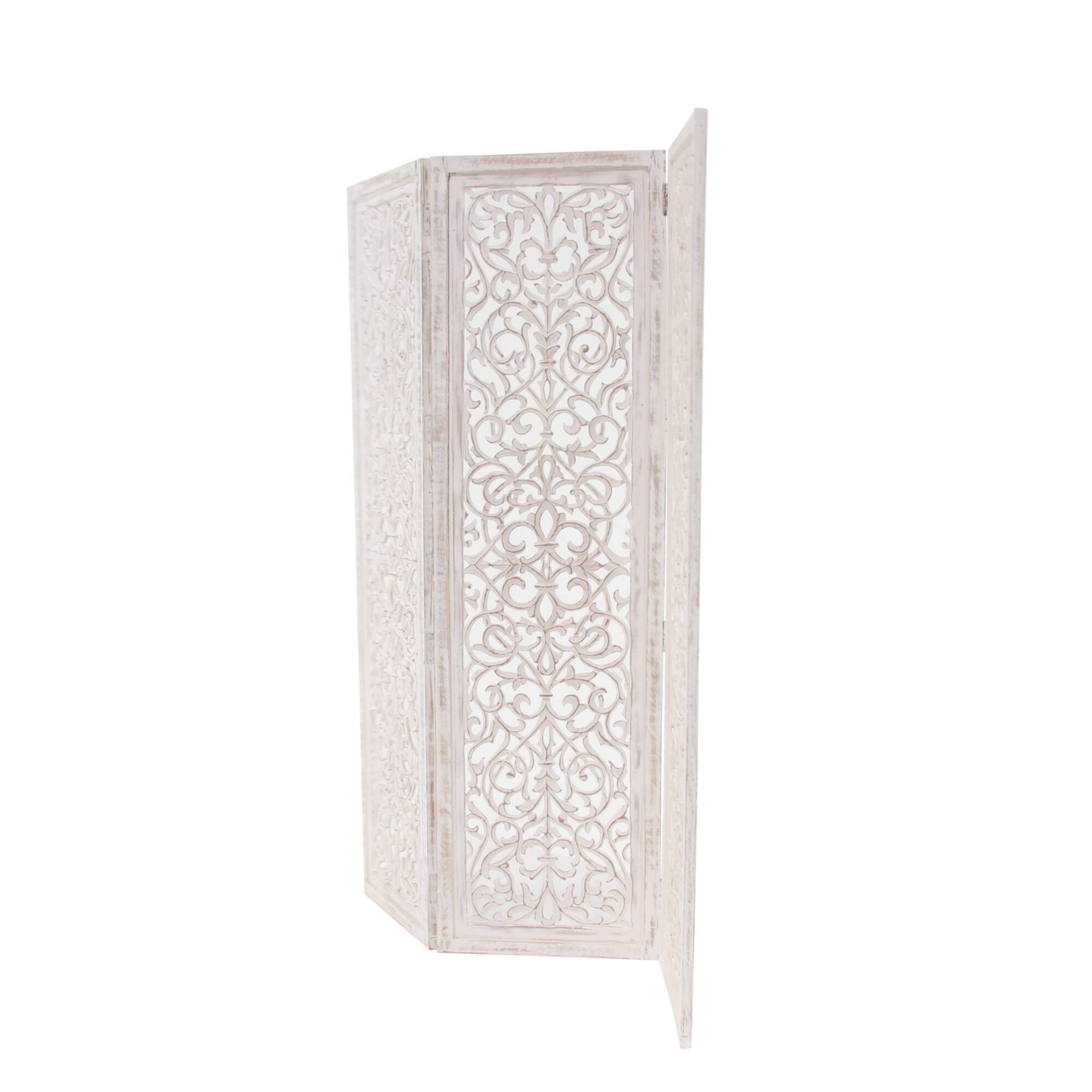 White Mango Wood Farmhouse Room Divider Screen, 69 " x 60 " x 1 "